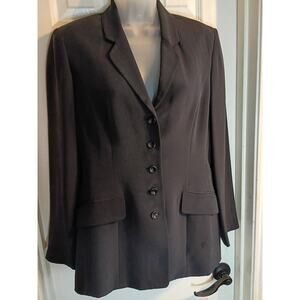 Due Per Due Blazer Black 100% Silk Sz 4 Classic Money